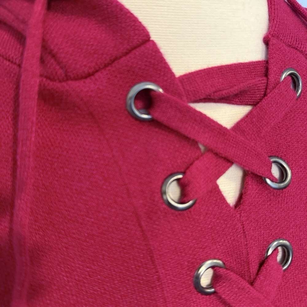 Philosophy Republic Clothing Cardinal Red Lace-Up Hoodie Sweater Women's Small - Picture 5 of 12